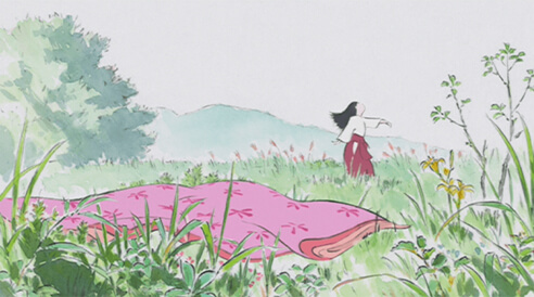 Công chúa Kaguya giữa thiên nhiên rộng lớn.